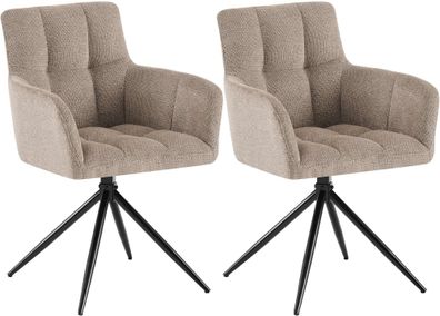2er Set Esszimmerstuhl DEBAS Stoff Taupe 59x59x87 cm Essst?hle Esszimmerst?hle