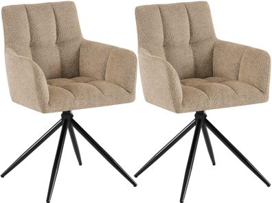 2er Set Esszimmerstuhl DEBAS Stoff Hellbraun 59x59x87 cm Essst?hle Esszimmerst?hle