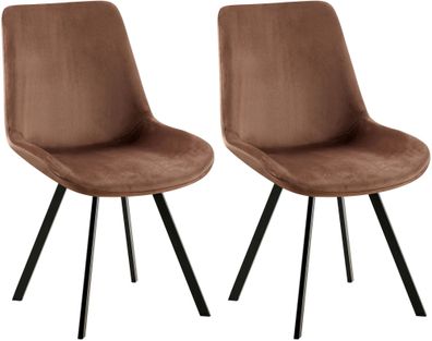 2er Set Esszimmerstuhl LOVER Samt Braun 53x59x89 cm Essst?hle Esszimmerst?hle