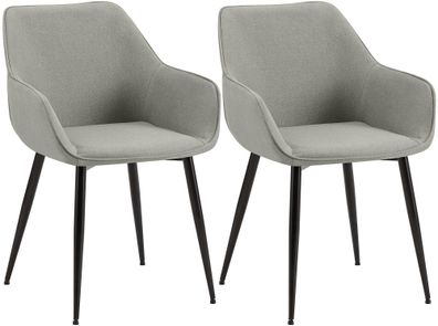 2er Set Esszimmerstuhl NIVER Stoff Hellgrau 52x63x82 cm Essst?hle Esszimmerst?hle