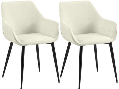 2er Set Esszimmerstuhl NIVER Stoff Creme 52x63x82 cm Essst?hle Esszimmerst?hle