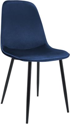 Esszimmerstuhl RAZON Samt Dunkelblau 45x54x88 cm Essst?hle Esszimmerst?hle