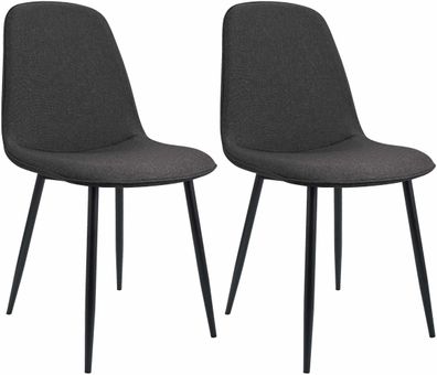 2er Set Esszimmerstuhl RAZON Stoff Dunkelgrau 45x54x88 cm Essst?hle Esszimmerst?hle