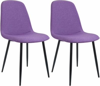 2er Set Esszimmerstuhl RAZON Stoff Lila 45x54x88 cm Essst?hle Esszimmerst?hle