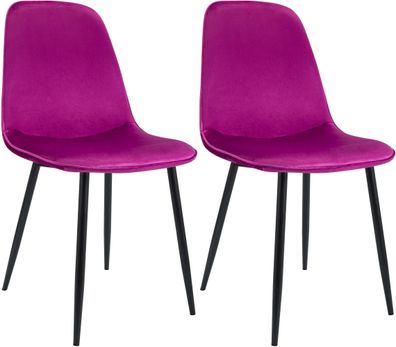 2er Set Esszimmerstuhl RAZON Samt Lila 45x54x88 cm Essst?hle Esszimmerst?hle