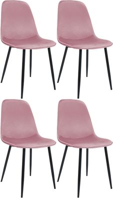 4er Set Esszimmerstuhl RAZON Samt Rosa 45x54x88 cm Essst?hle Esszimmerst?hle