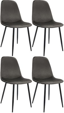 4er Set Esszimmerstuhl RAZON Samt Anthrazit 45x54x88 cm Essst?hle Esszimmerst?hle