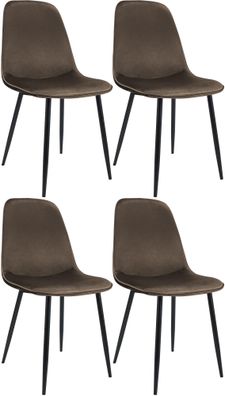 4er Set Esszimmerstuhl RAZON Samt Braun 45x54x88 cm Essst?hle Esszimmerst?hle