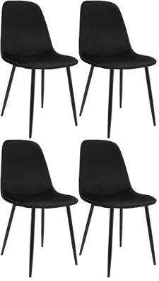 4er Set Esszimmerstuhl RAZON Samt Schwarz 45x54x88 cm Essst?hle Esszimmerst?hle