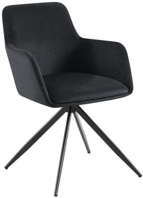 Esszimmerstuhl PELON Samt Schwarz 56x62x81 cm Essst?hle Esszimmerst?hle K?chenst?hle