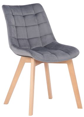 Esszimmerstuhl FINIM Samt Grau 46x61x82 cm Essst?hle Esszimmerst?hle K?chenst?hle