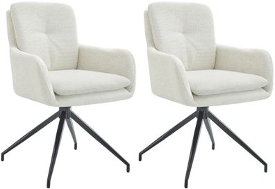 2er Set Esszimmerstuhl NAVER Stoff Creme 58x63x85 cm Essst?hle Esszimmerst?hle