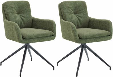 2er Set Esszimmerstuhl NAVER Stoff Gr?n 58x63x85 cm Essst?hle Esszimmerst?hle