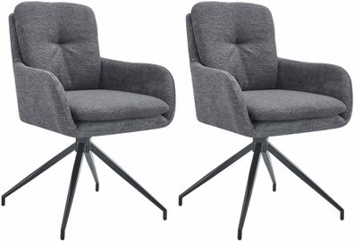 2er Set Esszimmerstuhl NAVER Stoff Dunkelgrau 58x63x85 cm Essst?hle Esszimmerst?hle