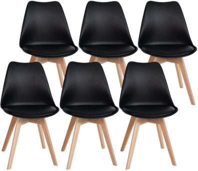 6er Set Esszimmerstuhl SIKEL Kunststoff Schwarz 49x50x83 cm Essst?hle Esszimmerst?hle
