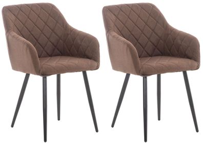 2er Set Esszimmerstuhl LISAN Stoff Braun 47x44x84 cm Essst?hle Esszimmerst?hle