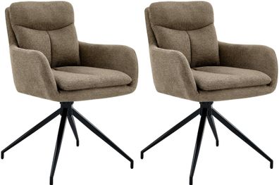 2er Set Esszimmerstuhl DUTOR Stoff Braun 57x62x83 cm Essst?hle Esszimmerst?hle