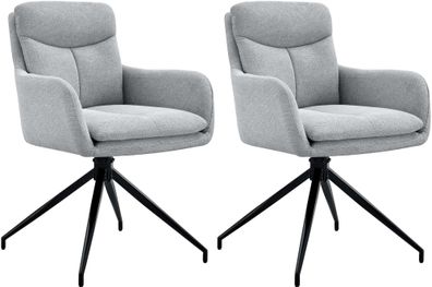 2er Set Esszimmerstuhl DUTOR Stoff Hellgrau 57x62x83 cm Essst?hle Esszimmerst?hle