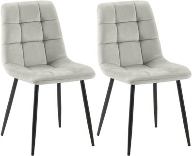 2er Set Esszimmerstuhl FIGAD Samt Grau 45x55x84 cm Essst?hle Esszimmerst?hle