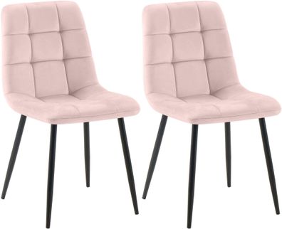 2er Set Esszimmerstuhl FIGAD Samt Pink 45x55x84 cm Essst?hle Esszimmerst?hle