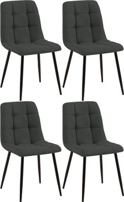 4er Set Esszimmerstuhl FIGAD Stoff Dunkelgrau 45x55x84 cm Essst?hle Esszimmerst?hle