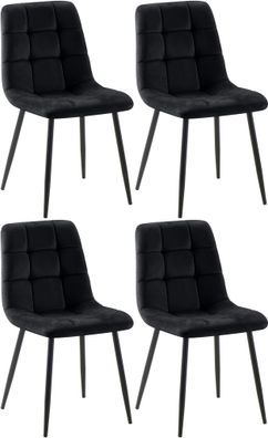 4er Set Esszimmerstuhl FIGAD Samt Schwarz 45x55x84 cm Essst?hle Esszimmerst?hle
