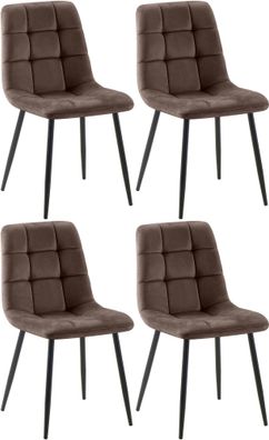 4er Set Esszimmerstuhl FIGAD Samt Braun 45x55x84 cm Essst?hle Esszimmerst?hle