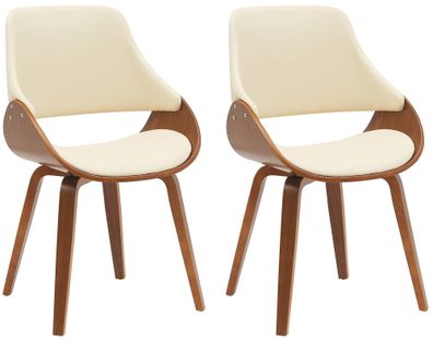 2er Set Esszimmerstuhl GILIS Kunstleder Walnuss/creme 52x54x86 cm Essst?hle