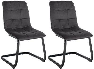 2er Set Esszimmerstuhl LIHAR Samt Schwarz 47x58x87 cm Essst?hle Esszimmerst?hle