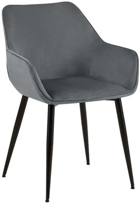 Esszimmerstuhl HORID Samt Dunkelgrau 52x63x82 cm Essst?hle Esszimmerst?hle