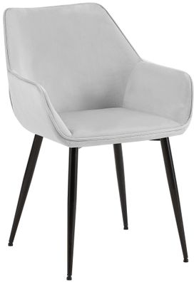 Esszimmerstuhl HORID Samt Hellgrau 52x63x82 cm Essst?hle Esszimmerst?hle K?chenst?hle