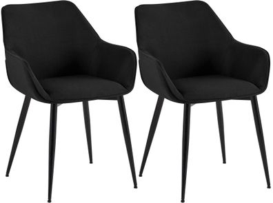 2er Set Esszimmerstuhl HORID Stoff Schwarz 52x63x82 cm Essst?hle Esszimmerst?hle