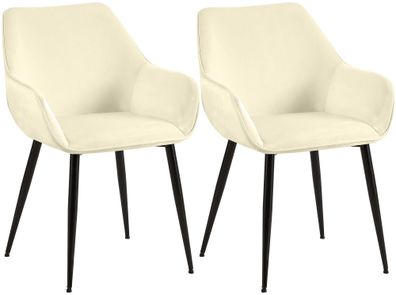 2er Set Esszimmerstuhl HORID Samt Creme 52x63x82 cm Essst?hle Esszimmerst?hle