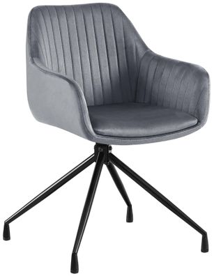 Esszimmerstuhl MILON Samt Dunkelgrau 58x58x81 cm Essst?hle Esszimmerst?hle