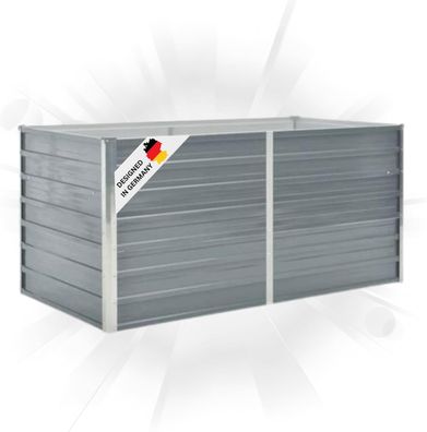 Hochbeet f?r Garten OSKAR Grau 160x80x77cm Verzinkter Stahl Hochbeet Metall