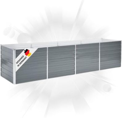 Hochbeet f?r Garten OSKAR Grau 320x80x77cm Verzinkter Stahl Hochbeet Metall