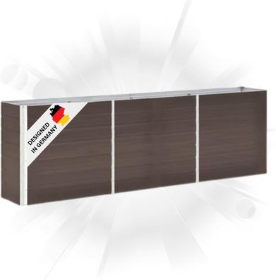 Hochbeet f?r Garten OSKAR Braun 240x40x77cm Verzinkter Stahl Hochbeet Metall