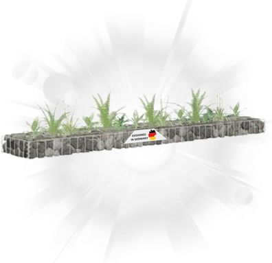 Gabionen Hochbeet ROON Stahl 180x30x10cm Steinkorb Gabionengitter Ziergabione