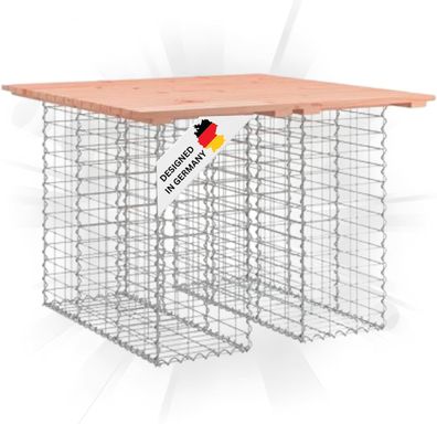 Gartenbank Gabionen TELLE Stahl 100x102x72cm Massivholz Douglasie 30cm Gabionenbreite