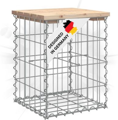 Gartenbank Gabionen BIKS Stahl 33x31x42cm Kiefernholz Natur Gabionenbank Gartentisch