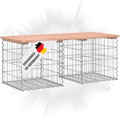 Gartenbank Gabionen BIKS Stahl 103x44x42cm Massivholz Douglasie Gabionenbank