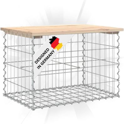 Gartenbank Gabionen BIKS Stahl 63x44x42cm Kiefernholz Natur Gabionenbank Gartentisch