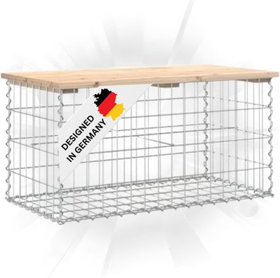 Gartenbank Gabionen BIKS Stahl 83x44x42cm Kiefernholz Natur Gabionenbank Gartentisch