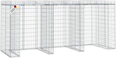 3er Gabionen M?lltonnenbox ESOL Dach 120x270x91cmM?lltonnenverkleidung f?r 3 Tonnen