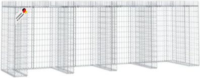 4er Gabionen M?lltonnenbox ESOL Dach 120x350x91cmM?lltonnenverkleidung f?r 4 Tonnen