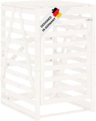 1er M?lltonnenbox Kiefernholz BOUMI 84x90x128,5cm Wei? M?lltonnenverkleidung f?r 1