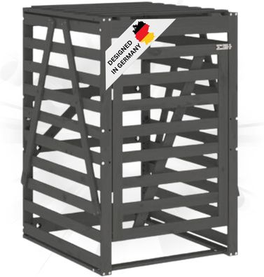 1er M?lltonnenbox Kiefernholz BOUMI 84x90x128,5cm Grau M?lltonnenverkleidung f?r 1