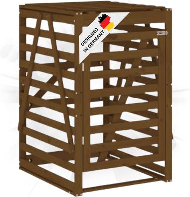 1er M?lltonnenbox Kiefernholz BOUMI 84x90x128,5cm Braun M?lltonnenverkleidung f?r 1