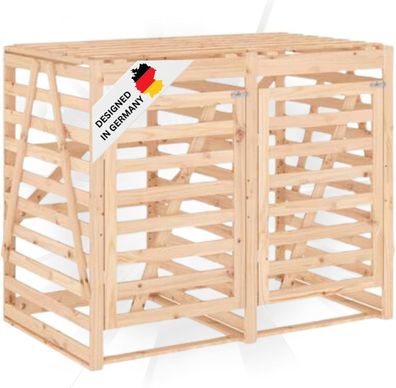 2er M?lltonnenbox Kiefernholz BOUMI 162x91,5x128,5cm Natur M?lltonnenverkleidung f?r