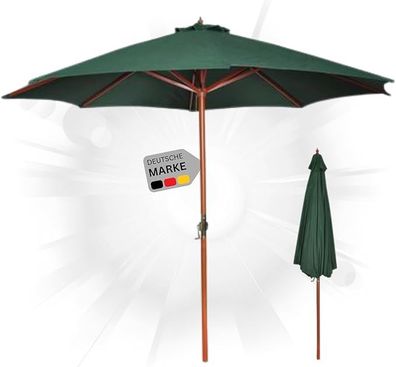 Sonnenschirm Holz ANNA Gr?n HxB 258x300cm Sonnenschirm 300 cm Kurbelschirm
